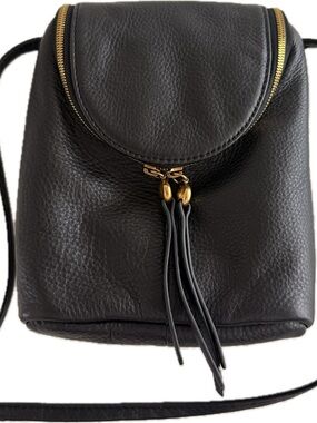 HOBO Fern Black Pebbled Leather Crossbody with Gold Hardware